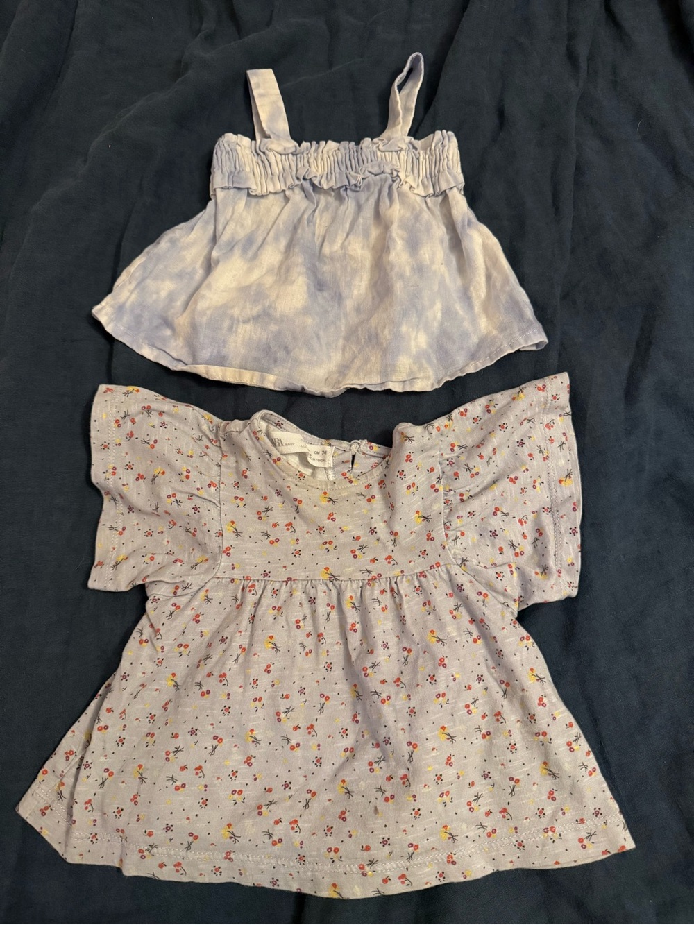 Zara Baby Light Blue tank & Flutter-Sleeve Top 6-9 months lot